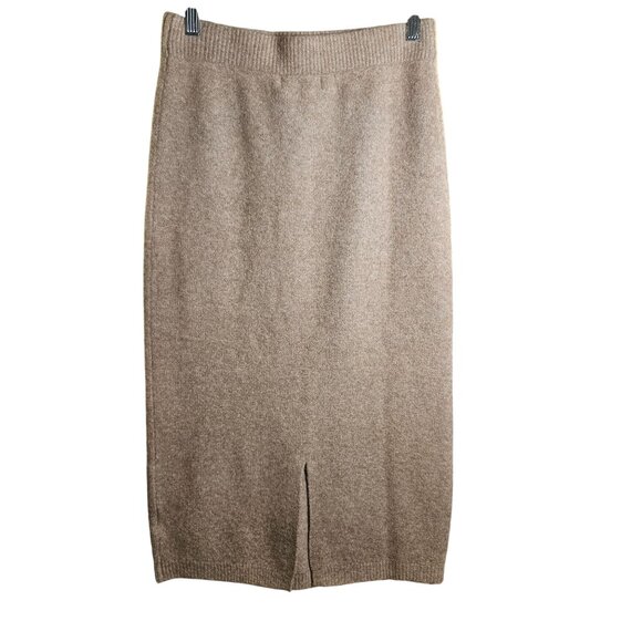 Greylin Women’s Taupe Knit Midi Skirt S – Quiet Luxury Soft Neutral Minimalist - Picture 3 of 11